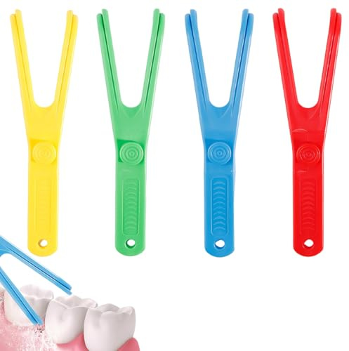 DOVBAN 4Pcs Soportes De Hilo Dental Reutilizables,Soporte Repuesto,Hilo Dental En Forma Y,Limpiador De Alambre Dentals