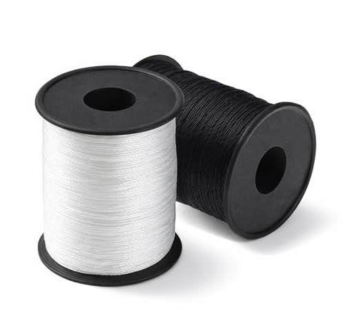 330 Yards 2 Spulen Gebundenes Nylongarn, Polstergarn Schwerlast, Hochfestes, Lichtbeständiges Gebundenes Nylongarn für Denim Lederhandwerk Maschine DIY und Zuhause, Schwarz Weiß