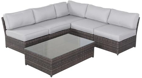 Fully Assembled 6 Rattan Sofa Seating Group with Cushions