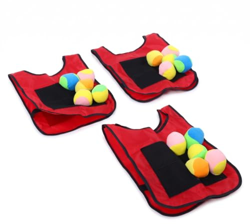 Dpofirs Juego de Chaleco de Bolas Adhesivas, Juego de Etiqueta de Dodgeball Deportivo para Niños con Bolas de Gancho y Bucle, Interactivo de Actividades Al Aire para Fiestas para Niños