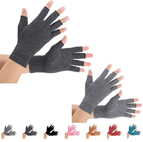 2 Paare Arthritis Handschuhe, Unterstützung für Kompressionshandschuhe und Wärme für Hände, Fingergelenk, Linderung von Schmerzen bei Rheumatoiden, Arthrose, RSI, Karpaltunnel (L, Schwarz + Grau)