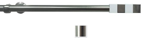 Rollmayer elegant und modern Chrom Vorhangstange/Gardinenstange Ø 19mm (160cm Zauberwürfel weiß, Chrom rohr, 1-läufig) verschiedene Größen und Endstücken Ohne Ringe!
