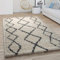 Paco Home Hochflor Teppich Wohnzimmer Schlafzimmer Boho Skandinavisch Shaggy Modern Rautenmuster, Grösse:200 cm Rund, Farbe:Creme