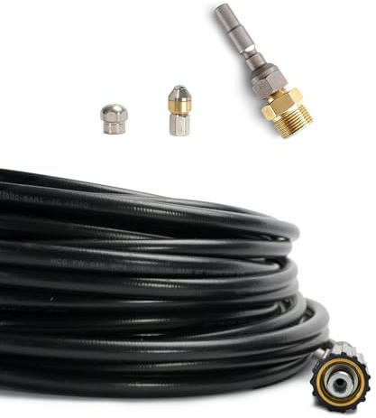 Lot de 4 tuyaux de nettoyage pour canalisations Kränzle - Compatible avec les raccords enfichables Family pistolets Light Line et standard - Avec buse rotative et rigide de 3 à 100 mètres (10 mètres).