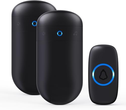 SECRUI Wireless Doorbell, Electric Cordless Door Bells Chime IP55 Waterproof Battery Operated at 1000ft Long Range with 52 Melodies 5 Volume 2 Plug in Receivers Easy Install for Home, Front, Classroom