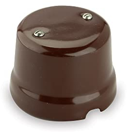 Amarcords - Scatola di derivazione in porcellana vintage. Copri cavi e copri fili in ceramica retrò per il collegamento elettrico con fili elettrici a vista colore MARRONE