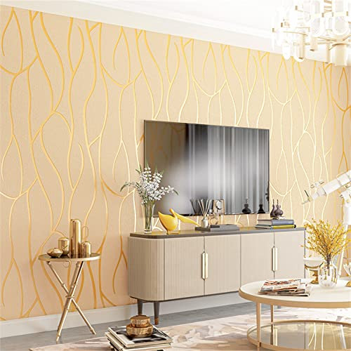 SAIMEYI Vliestapete Skandinavische Geometrische Muster Linien Moderne Minimalistische Mode Tapete. TV-Tapete Für Das Wohnzimmer Tapete Für Das Kinderzimmer (Gelb-3366-3)