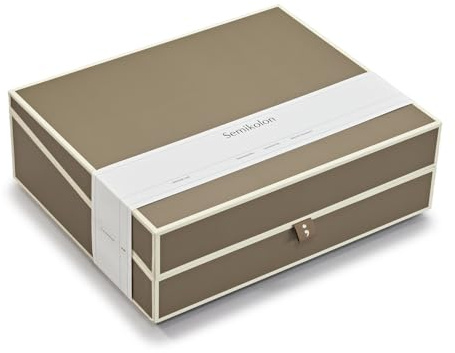 Semikolon 370087 Dokumentenbox - Aufbewahrungs-Box für Dokumente A4, 31,5 x 26 x 10 cm - fango beige