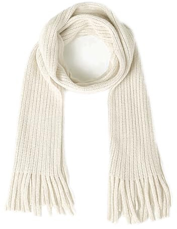 BEARUN Kids Knit Scarf Winter Fashion Solid Color Toddler Baby Scarves Neck Warmer Tassel Scarf for Boys Girls Beige