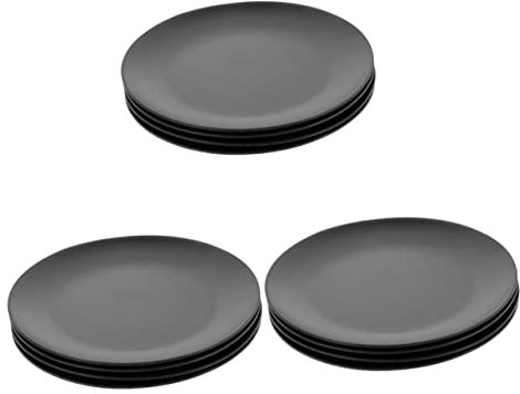 4 pièces assiette en mélamine noire assiettes à dîner noires plateau de service rond assiettes à fondue assiettes de cuisine ensemble de vaisselle gothique barbecue plat en mélamine assiette ronde ass