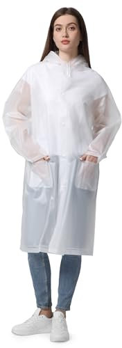Opret Regenponcho Herren Damen, Wasserdicht EVA Regencape Regenschutz, Wiederverwendbar Leichter Poncho Regen Faltbare Regenmantel mit Reflektorstreifen und Tasche für Freien Camping Wandern