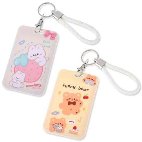 Mabor 2 Stück Busfahrkarten Hülle Schüler，kreativ Student Mahlzeit Karte Ausweishalter Hartplastik Chipkartenhülle Ausweishülle Mit Clip Kartenhalter 2 Karten Kartenhülle