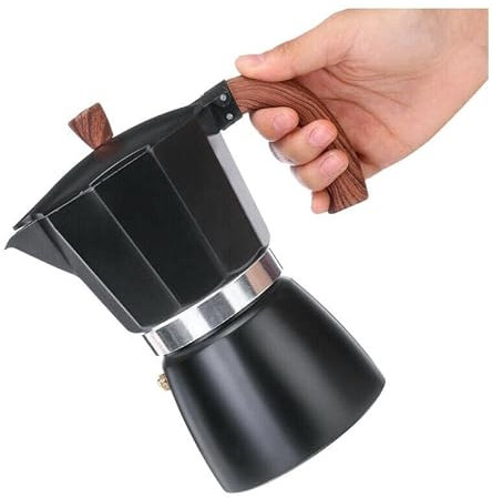 WIGUROE Cafetière à moka italienne en aluminium pour cuisinière de 6 tasses/283,5 g, cafetière à moka pour expresso classique (noir)