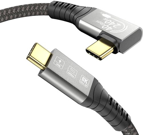 EUDOBEL USB 4 Kabel mit Thunderbolt 4 Kabel 2m,40Gbps USB C Datenkabel,240W 48V/5A USB-C auf USB-C Ladekabel, 8K@60Hz USB C Videokabel für Thunderbolt 3,iPhone 15Pro, Docking Station,SSD,eGPU(90 Grad)