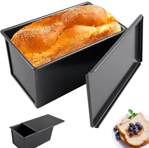 BORDEAG Brotbackform mit Deckel, Antihaft Kastenform Kuchen, Backform Rechteckige zum Backen von Toastbrot, Kuchenform, Brotform, Kastenform Brot bis 230°C, 22.8 x 12.3 x 11 cm