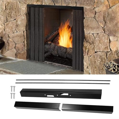 Kit de tringle réglable et cantonnière pour cheminée, pare-étincelles et rideaux en maille métallique