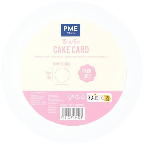 PME Set de 5 Cartons Ronds pour gâteaux, Blancs (6 / 15cm), Blanche