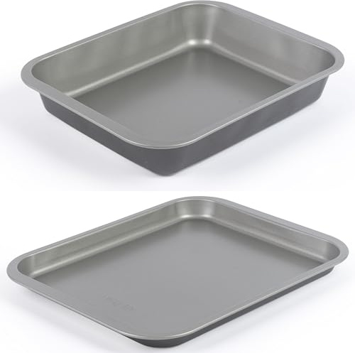 Salter Essentials 35cm Baking Tray & 36cm Roaster - Non-Stick Coating, Rectangular Oven Sheet, Dishwasher Safe, Easy to Clean, Made in The UK, Durable Chip/Cookie Tray, Lightweight, PFOA-Free
