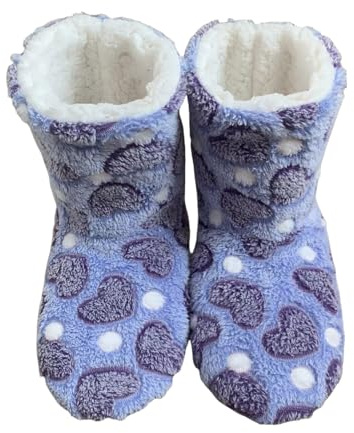 Ladies' Faux Fur Slipper Boots Indoor Bootie, Womens Warm Shoes High Top Thermal Slipper Anti-Slip Sole Soft Plush Winter Booties (Purple, Adult, Women, 7, Numeric, UK Footwear Size System, Medium)