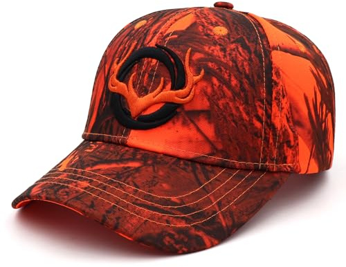 JUSOCC Cervo Caccia Camouflage Cappelli Ricamo Regolabile Pesca Baseball cap, Arancione Mimetico., Medium