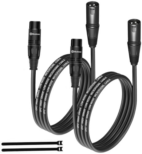 mudenx XLR Cables 5FT 2 Pack,XLR Male to Female 3 Pins Microphone Cable,Shielded Balanced Oxygen-Free Copper (OFC) Speaker Cord