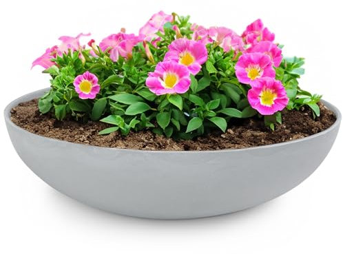 matches21 HOME & HOBBY Macetero para exterior en gris claro jaspeado, 45 x 13 cm, resistente a la intemperie