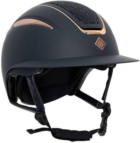 Imperial Riding Reithelm Irholania Deluxe Big Visor Casco de equitación, Adultos Unisex, Azul Marino y Oro Rosa, Large