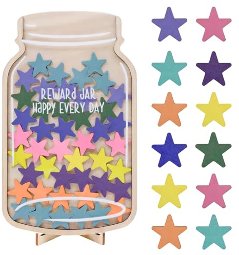 Tarro de recompensa con fichas de estrella, tablas de recompensas para niños de comportamiento de estrella, tarro de recompensa para niños, herramienta de tren para ir al baño, tablero de recompensas