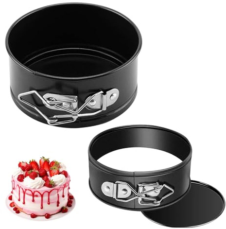 Chingcoo Mini runda bakformar 12 cm, 2 stycken, små runda springformar, kakform med non-stick-beläggning, minikakformar kakformar för födelsedagsfest (runda springformar 2 st)