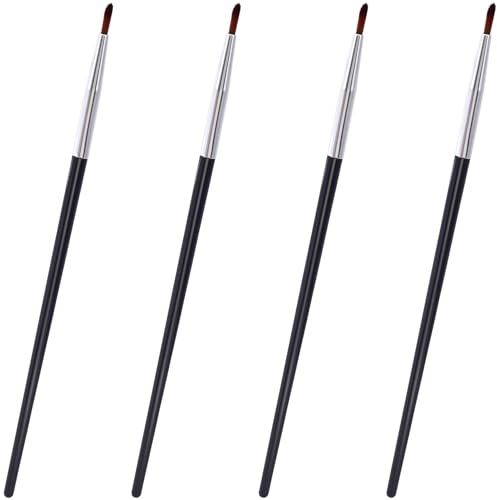 SmallCat 4 Pcs Eyeliner Brushes Fine Point, Precision Eyeliner Brushes Fine Point, Portable Detail Liner Brushes, Thin Makeup Brush Applicator for Accurate Application, Travel, Women (Black)