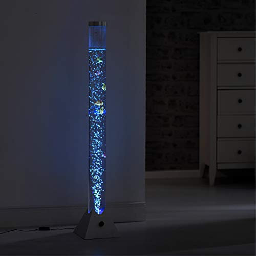 LeuchtenDirekt LED Wassersäule H120cm, RGB-Farbwechsel, bedienbar über Schnurschalter, Kinderzimmer-Leuchte, inkl. Fische, stahlfarben