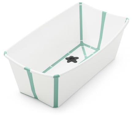Stokke Flexi Bath, Aqua - Vaschetta per neonati pieghevole - Leggera, Durevole e Facile da riporre - Comoda da usare a casa o in viaggio - Ideale per neonati