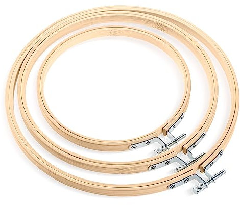 Siumir Bambus Stickrahmen Kreuzstich Rahmen 3 Stück, 13cm, 17cm, 20cm Kreis Kreuzstich Hoop Stickerei Ring für DIY, Kunsthandwerk, Stickerei