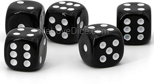 16mm W6 Würfel schwarz/weiß - Made in Germany! - 5Stk