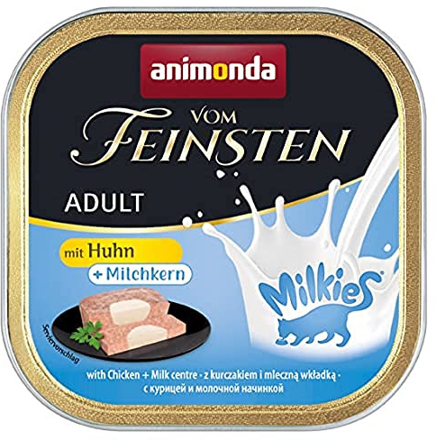 animonda Vom Feinsten Adult - Cibo umido per gatti adulti con pollo + nucleo di latte, 32 x 100 g