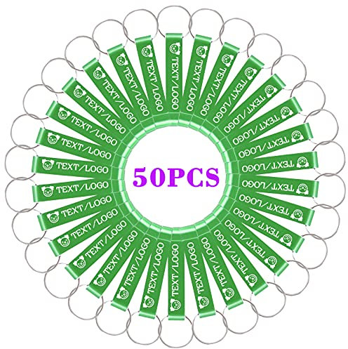 BYWEXCLESD 50Pcs Personalised Bottle Opener Keyring Custom Bottle Opener Keychain Bulk for Men Boyfriend Wedding Favors Party Free Engraving Logo Name Text, Green