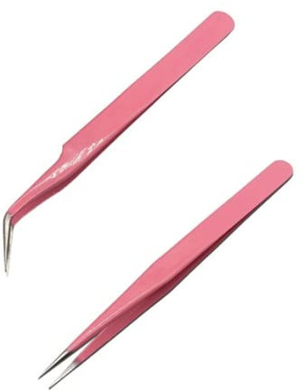 Wimpernzange, 2 Stück Wimpernverlängerung, Pinzette mit spitzen, geraden und gebogenen Spitzen, Pinzette zur Verlängerung falscher Wimpern, Präzisions-Verlängerung für Wimpern