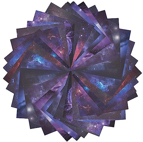 GORGECRAFT 100Stk Galaxie-Scrapbook-Papier 15x15cm Sternenhimmel-Muster Papierpackung Vintage-Nebel Dekoratives Bastelpapier Kartonblock Für DIY-Kartenherstellung Scrapbooking Fotoalbum Dekoration