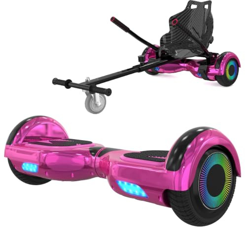 ELEKGO Hoverboards for Children, 6.5 Inch Self-Balancing Hoverboard with Go-kart and LED Lights, Bluetooth Speaker for Teenagers
