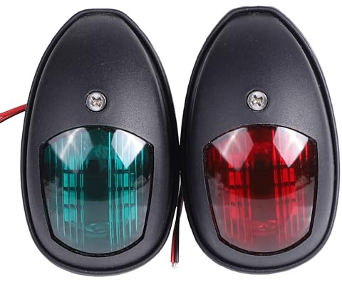 Fuworance LED Boat Navigation Signal Lamp - 12V/24V Red/Green Marine Boat Yacht Anchor Light - Waterproof Navigation Warning Indicator (Black)