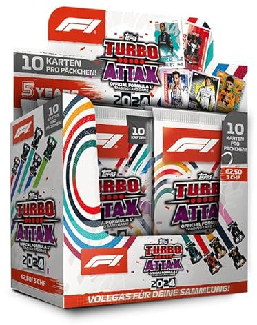 Topps Turbo Attax Formula 1 2024 - Full Box - enthält 24 Päckchen Turbo Attax (240 Karten).