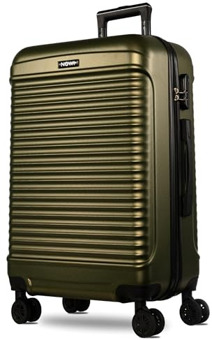 NOWI Las Palmas Koffer L – 59L Ultraleicht-Koffer, Mittelgroßer Hartschalenkoffer mit 8 Rollen 360° drehbar, Wasserabweisender Schalenkoffer mit Rollen (metallic grün, L)
