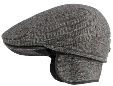 YAMEE Basker vinter män med vikbar öronflik vindtät vintermössa för män retro, basker män varm, skjutmössa för män, Newsboy-mössa för män och kvinnor, cabbiekeps, GRÅ, M
