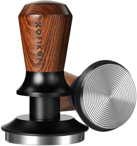 53.3mm Espresso Tamper, Coffee Tamper with Stainless Steel Ripple Base, Barista Espresso Coffee Tamper with 30lbs Spring Loaded and Rosewood Handle Fits for Breville Series 54mm Portafilter