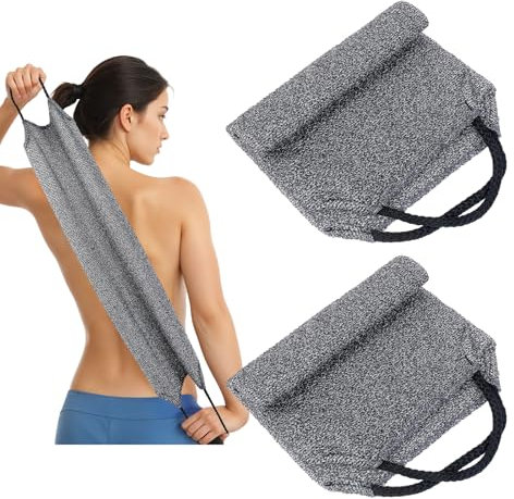 2 Stück Rückenschrubber Dusche, Rückenbürste Doppelseitig Eincremehilfe für Rücken Rücken Waschlappen mit Griffen Rückenpeeling Waschlappen Körperpeeling zum Entfernen Abgestorbener Haut