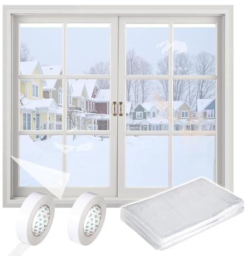Thermo Cover Fenster,Fenster-Isolierfolie 1.6m X 11m,Transparente Isolierfolie zur Wärmedämmung an Fenstern,Fenster-Isolierfolie, Fenster Isolierung Gegen Kälte,zur Wärmedämmung Kälteschutzfolie