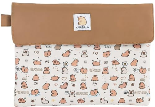 Vobumix De Fichiers en Tissu Pliable, Mignon Capybara Chien, Dossier De Fichiers, Dessin Animé, Grande Capacité, De Fichiers À Fermeture Éclair, Fournitures Scolaires De Bureau