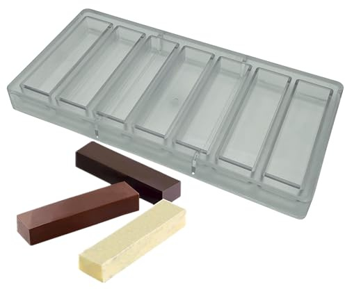 Goldbaking 7-Cavities Chocolate Covered Gralona Bar Mold Tectangle Energy Bar Mould Polycarbonate Deep Filling Chocolates Making Tool Candy DIY Maker