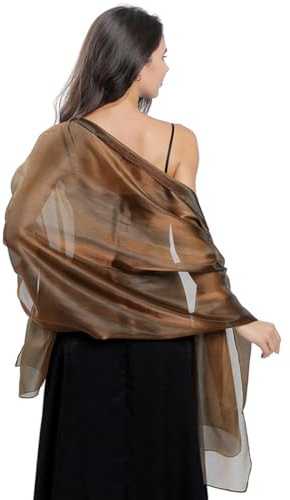 LumiSyne Mujer Sedoso Chales y Envolturas Para Vestido De Noche Brillante Bufanda Iridiscente Tul Ligero Largo Fulares Elegante Chal Estola Chales De Fiesta Para Novia Dama De Honor Boda Bola