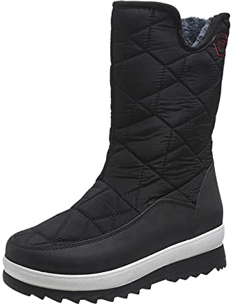 Generico Stivali da Neve Donna Impermeabili Invernali con Fondo Antiscivolo e Cerniera Laterale per Tempo Freddo (Black, 41)